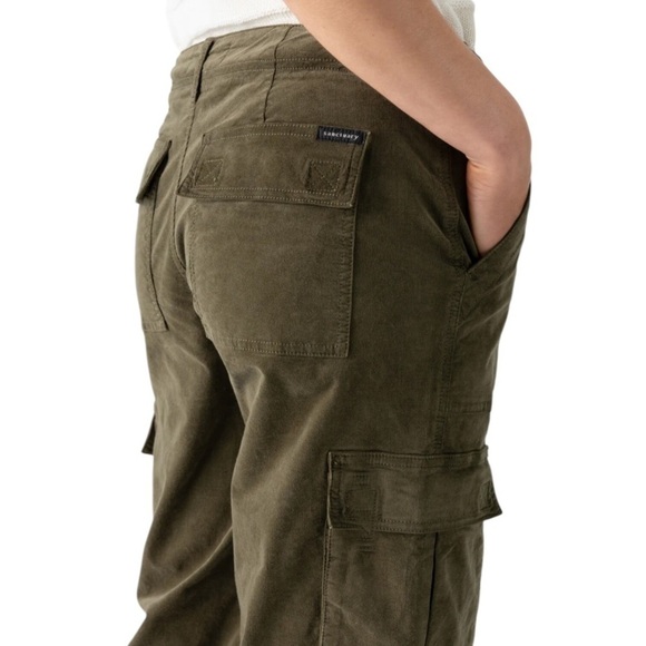 Sanctuary Corduroy Cargo Pants Green NWT - Picture 14 of 15